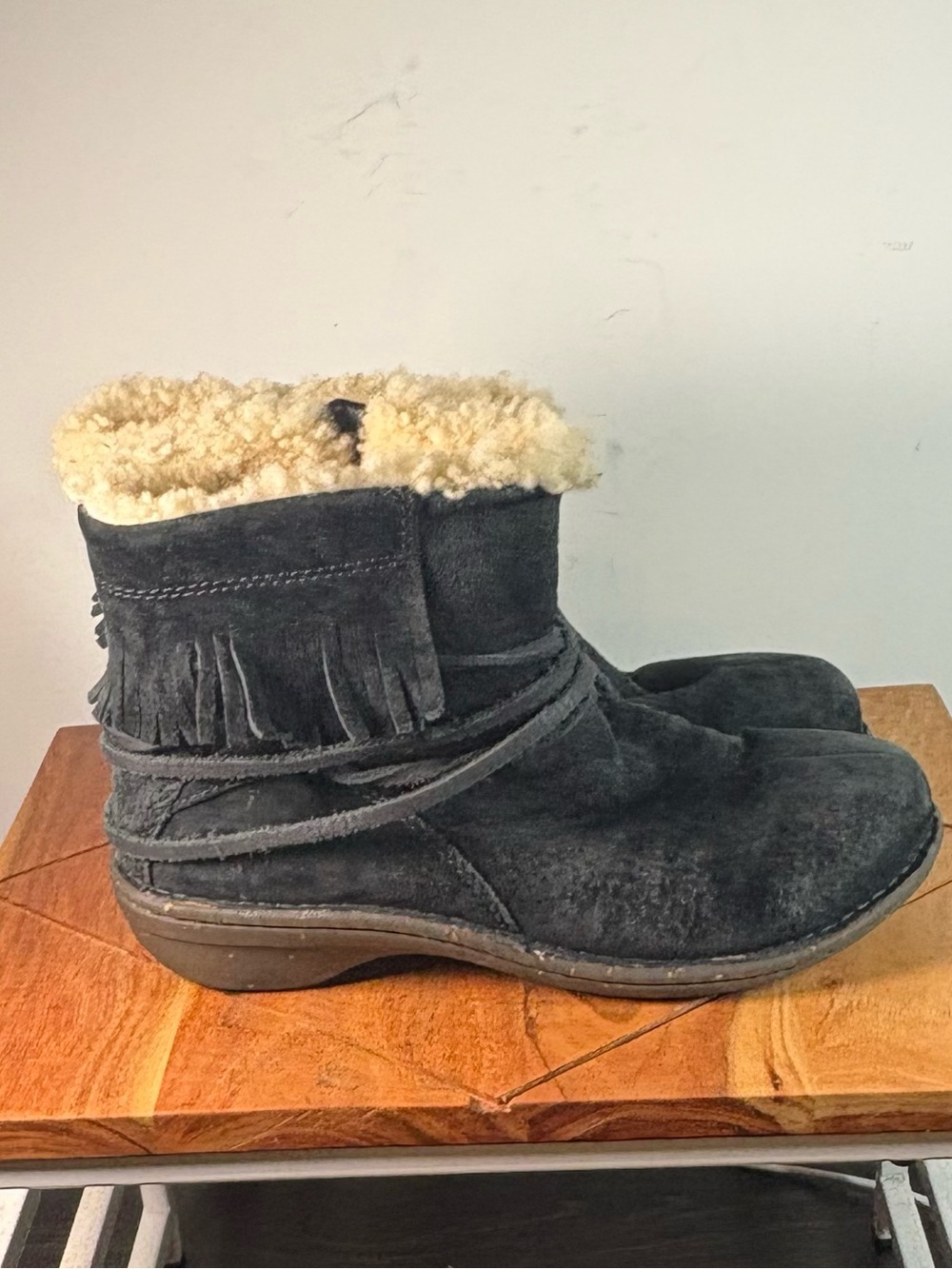 UGG Australia Black Suede Shearling Lined Ankle Boots